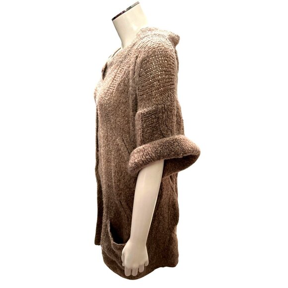 CCC Cozy Knit Button Up Brown Cardigan Sweater Pockets Short Sleeves Trendy Larg - Picture 2 of 8